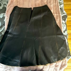 Brown leather flared skirt